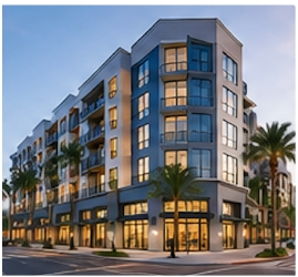 Podium apartment community